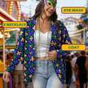 Laqeyko Womens's Outfit for Mardi Gras,6 Pcs Batwing Long Sleeve Open Front Asymmetrical Coat with Mask Headband Necklace,LA261-3-XL