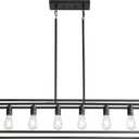 41'' Dining Room Light Fixture, 6-Light Black Chandeliers for Dining Room, Linear Kitchen Light Fixtures, Modern & Farmhouse Style, Rectangle, Height Adjustable (E26, Metal)
