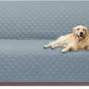 U-NICE HOME Large Sofa Cover Reversible Couch Cover for Dogs with Elastic Straps Water Resistant Furniture Protector for Pets Couch Cover for 4 Cushion Couch (Oversized Sofa, Light Blue/Beige)