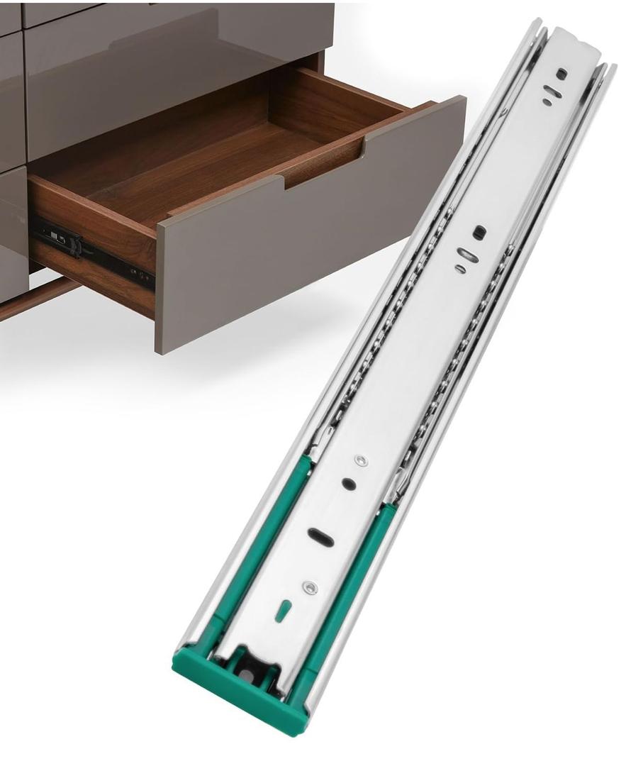 homdiy 22 Inch Soft Close Drawer Slides 1 Piece Heavy Duty Side Mount Dresser Cabinet Rails Metal Ball Bearing and Full Extension Kitchen Cabinet Drawer Runners 100 LB Capacity