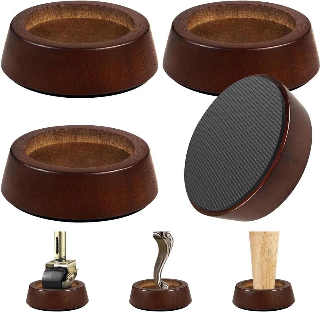 Bed Risers Wood Blocks - 1 Inch Circle Furniture Height Extenders Lifts for Sofa Couch Desk Chair Table Base Raising Space, Convenient Store and Cleaning, Pack of 4
