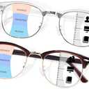 Progressive Multifocal Reading Glasses for Women Men Square Blue Light Blocking Classic Half Frame Computer Readers