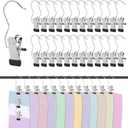 50pack Legging Organizer for Closet Yoga Pants Hangers Hanging Clips w/Rubber Coated Holds Leggings Space Saving Hanger Closet Organizers(Color:Silver)