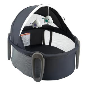 Pamo babe Portable Bassinet and Play Space Baby Dome with Toys and Canopy Travel Crib for Newborn (Deepgrey)
