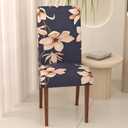 Stretch Dining Chair Covers Set of 2,Floral Print Chair Covers,Soft Removable Washable,Pet Friendly Furniture Protector,Universal Chair Slipcovers for Home, Kitchen,Ceremony Dining Room Seat (Dark Gray Magnolia Flowers)