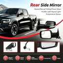 68462769AB Left Driver Side Mirror Compatible With Dodge Ram 1500 2019-2026, Black-Left-14 Pins