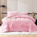 YIYEA Faux Fur King Size Comforter Set, Luxury Ultra Soft Fluffy Comforter, Plush Fuzzy Bedding Comforter Sets for Fall Winter, Cozy Warmth, No Shedding, 3PC, King, Pink