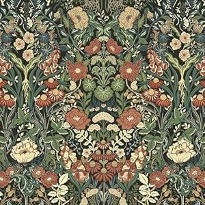 Peel and Stick Wallpaper Vintage Wallpaper Dark Floral Contact Paper Self-Adhesive Removable Waterproof Wallpaper for Bedroom Cabinets & Retro Wall Decor 17.3in x 32.8ft
