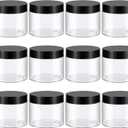 TUZAZO 6 Oz Plastic Container Jars with Lids BPA Free, Empty Round Clear Cosmetic Containers Plastic Slime Jars for Lotion, Cream, Ointments, Body Butter, Makeup, Travel Storage (12 Pack)