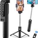 Selfie Stick Tripod with Remote, Phone Tripod with Extendable Phone Holder, Portable Selfie StickTripod for iPhone Android TikTok YouTube Vlog (White)