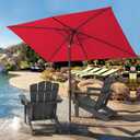 JEAREY 6.5x10ft Olefin Rectangular Patio Umbrella, Red | Rectangle Outdoor Umbrellas with Auto Tilt Crank System, Fade-Resistant Market Table Umbrella for Pool, Deck, Garden and Yard