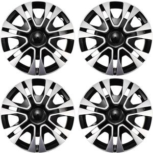 12 Inch Wheel Rim Cover Set of 4 Modern Style Hub Caps Black Silver ABS Plastic Car Hubcaps Anti-Scratch and Anti-Rust Waterproof Hubcap Protecting Wheel Internals (Black and Silver)