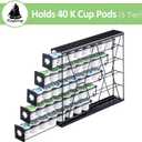 FlagShip 5-Tier Corner Coffee Pod Organizer for K Cup - 40 Capsules Metal Storage, Space-Saving Kitchen Countertop Rack Wall Mountable, Black
