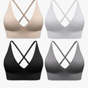 Evercute Women's Sports Bras Adjustable Deep V Neck Bras Wireless Spaghetti Strap Criss Cross Padded Low Support Sexy Bras Size Large