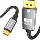 USB C to DisplayPort 2.1 Cable [16K@30Hz 8K@120Hz 4K@240Hz] 40Gbps Type C to Display Port Cord Thunderbolt 4/3 Compatible with iPhone 16/15 Pro Max, MacBook Pro/Air, iPad, Mac mini - 6FT
