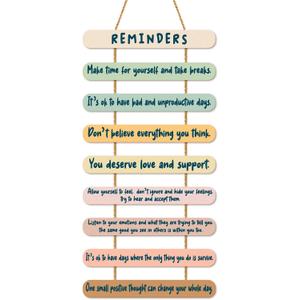 Inspirational Wall Decor Signs for Office Home, Positive Affirmations Gifts Little Reminders Plaques for Friends Coworkers, Mental Health Psychology Wooden Hanging Wall Art Decor