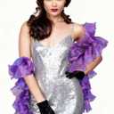 Geyoga Chandelle Boa Vintage Organza Boa 100g 6.5ft Flapper Accessories for Women Dancing Mardi Gras Party Decoration (Purple)