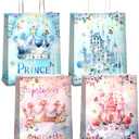 24 Pcs Princess Prince Party Favor Bags with Handles - Prince Princess Castle Goodie Gift Candy Treat Paper Bags for Birthday Gender Reveal Baby Shower Party