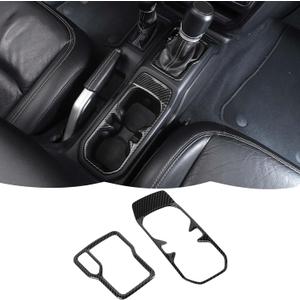 Carbon Fiber Cup Holder Trim Cover Gear Shift Cover Center Console Decoration Interior Accessories Compatible with Jeep Wrangler JL JLU & Gladiator JT 2018-2024 Carbon Fiber Cup Holder Trim Cover Gear Shift Cover Center Console Decoration Interior Accessories Compatible with Jeep Wrangler JL JLU & Gladiator JT 2018-2024