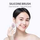 Cat Paw Silicone Face Scrubber, 2-Pack Manual Cleansing and Exfoliating Brush for Pore Care, Blackhead Removal, Gentle Skincare and Makeup Cleaning, Soft Bristles (Pink & Blue)