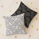 Art Deco Black and White Pillow Covers 18x18 Set of 2, Art Deco Decor, Abstract Vintage 1920s Peacock Tail Pattern Decorative Throw Pillow Covers for Home Bedroom Living Room, Double-Sided