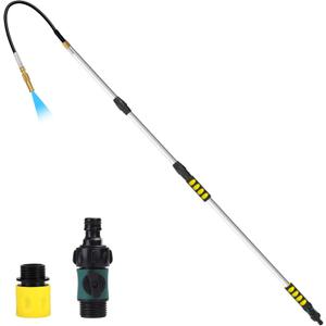 12ft Gutter Cleaning Tools, Long Reach Telescopic Gutter Cleaner Tools From The Ground, Rain Gutters Cleaning Tool With Garden Hose Attachment and Bendable Gutters Wand