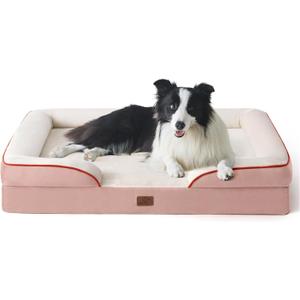 Bedsure Orthopedic Dog Beds Large Sized Dog - Washable Large Dog Cat Bed Waterproof, Comfort Dogs Couch Sofa with Washable Removable Cover, Pet Bed with Nonskid Bottom, Pink, 35"