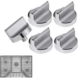 W10594481 Gas Stove Knobs Replacement for Whirlpool Range/OvenStainless Steel Control Knob Replaces WPW10594481 AP6023301 Cooktop Knob, Fit WCG97US6DS00 WCG97US0DS00, etc. 5 Pack