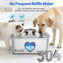Kastty Large Dog Water Fountain, 15l/4gal Stainless Steel AUTO Pet Water Bowl Dispenser Indoor, 5-Stage Filtration, Dual-Color LED, Visual Window, Quiet, for Large Medium Dogs & Multi-Pet, FS80