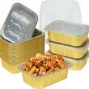 40 Pack 1.5 LB 7.2"5"1.8" Aluminum Pans with Lids Heavy Duty, 25 Ounce Aluminum Food Containers Disposable Tin Foil Pans with Lids for Baking, Meal Prep, Freezer, Heating and Takeout