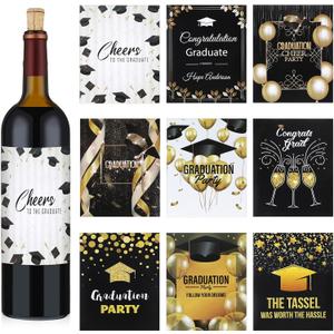 54 Pieces Graduation Gift Wine Label Graduation Wine Bottle Sticker Label Graduation Party Wine Bottle Decoration Cover for Graduate Doctorate University Graduation Party Supplies (Ordinary Style)