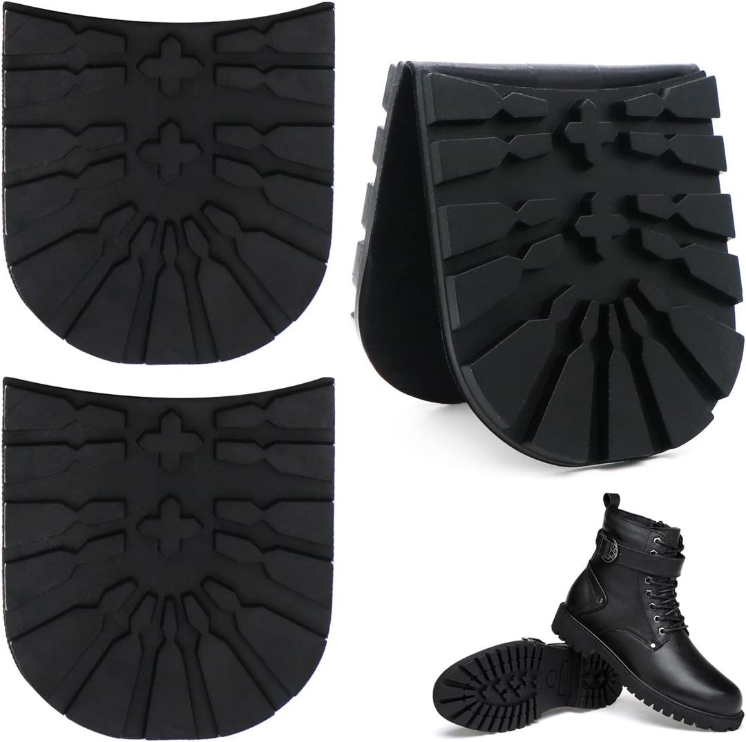 Shoes Heel Repair Rubber Pads 2 Pairs 8 mm Thick Extra Large Black Resistant Anti-Slip Boot Heel Replacement Soles Pad Sheets for Mens & Womens Shoes