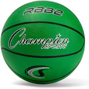 Champion Sports Rubber Basketballs  Heavy Duty Pro-Style, Indoor/Outdoor Use, Premium Basketball Equipment for Physical Education, Various Sizes & Colors (Size 3, 5, 6, 7) (Green)