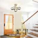 Sputnik Ceiling Light Fixture Smoky Glass Globe Chandelier Gold Globe Sputnik Chandelier 5-Light Semi Flush Mount Ceiling Light Fixture with Smoky Grey Glass for Kitchen Foyer Hallway