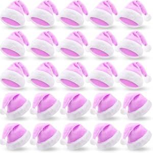 Vicenpal 20 Pcs Santa Hat, Christmas Hat Bulk Plush Unisex Xmas Hats for Adults Women & Men Party Costume (Light Purple)