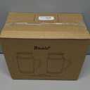 2 PACK Glass Pitcher with Lid, 68 oz/ 2 Liter Classic Vertical Stripes Water Pitcher with Handle,Glass Water Carafe for Cold Brew, Coffee, Lemonade, Iced Sun Tea,Beverage,Heat Resistant (Clear)