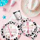 Xigejob Western Cowgirl Baby Shower Decorations Party Tableware, Wild West Rodeo Theme Little Cowgirl Baby Girl Table Decorations Supplies, Paper Plate, Cup, Napkin, Cutlery, Tablecloth, Serves 24