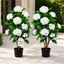 White Faux Hydrangea Tree 2pcs: 40 inch Hydrangea Artificial Flowers