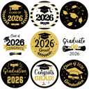 2 x 480Pcs Graduation Stickers 2026, Class of 2026 Stickers Graduation Envelope Seal Label Self Adhesive Congrats Grad Cap Sticker for Grad Party Favors (Black & Gold)