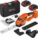 Hedge Trimmer Cordless with Battery, 2-in-1 Electric 21V Handheld Grass Shear Cutter with 2 Pack Rechargeable Battery, Mini Bush Trimmer Kit for Garden Yard Lawn Pruning, Orange
