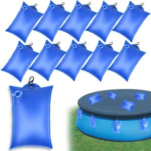 10 Pack Swimming Pool Cover Hanging Bag with Hooks, PVC Leakproof Pool Cover Weights for Above Ground Pool, Heavy Duty Pool Water Bags Wall Bag for Winter Pool Cover Hot Tub Weight Bags