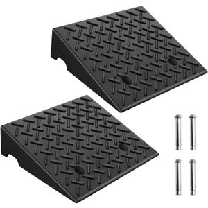 2-Pack Heavy-Duty Rubber Curb Ramps 5" Height, 8818LBS Capacity - Textured Anti-Slip Surface, Driveway Ramps for Cars/Wheelchairs/Lawnmowers, No Ground Drilling Required (16.5"x18.8"x5") (5" Rise)