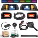 10L0L Deluxe Golf Cart Light Kit for EZGO TXT 1996-2013 12V-48V, Headlight Taillight with RGB Daytime Running Lamp Low High Beam Turn Signal Brake Pad Hazard Light