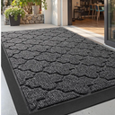 LUMI Large Thin Door Mat, Low Profile Front Doormats for Entryway, Absorbent Mud Resistant Outside Welcome Mats, 32"x48", Quatrefoil Grey