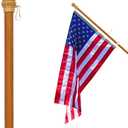 Anley 56" Solid Pine Wooden House Flagpole - Fit Standard 3x5 Ft Flag - Wood Flag Pole with Tangle Free Adjustable Rotating Ring - Wall Mount Wood Flag Pole for Garden, Yard, Porch and Estate