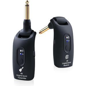 2.4GHz Wireless Guitar System Rechargeable Audio Wireless Transmitter Receiver for Guitar Bass Electric Instruments,Over 30m/100 Feet Transmission,270Rotatable,4hours Woring TimeA9 Black