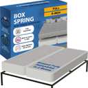 Greaton, Box Spring Bed Base Full Size, 8-Inch Wood Mattress Foundation  Amish Made in USA  Quiet Noise Free, 2-Pieces Under Mattress-Support BoxSpring, Fully Assembled, White.