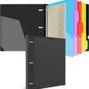 INFUN Telescoping Project Organizer Binder,13 Pocket-Customizable Front Cover, 5 Colors 2 Pocket Divider and Plastic Binder Pocket, 0.75inch, 160 Sheet Capacity-Black