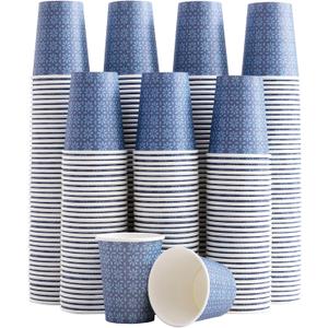 300 Pack Paper Cups 8 oz, Disposable Hot/Cold Beverage Drinking Cups, 8 OZ Paper Coffee Cups, Navy Floral Coffee Cups for Party, Picnic, Travel, and Events.