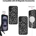 Fiyart Designed for iPhone 16 Plus Case Matte Cheetah Print Design Compatible with MagSafe Wireless Charging,Cute Leopard Print Anti-Scratch Translucent Phone Cover for Women Girls Men 6.7"-Black
